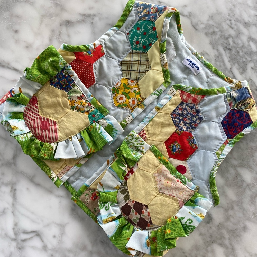 Maeson Maine Quilt Vest with ruffle pockets